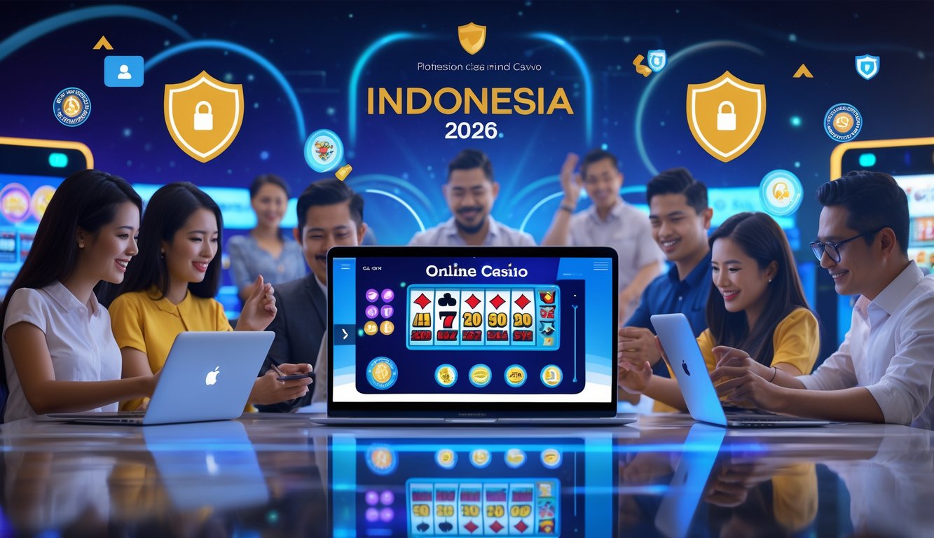 Orang-orang menggunakan perangkat digital untuk bermain permainan kasino online dengan suasana yang aman dan terpercaya.