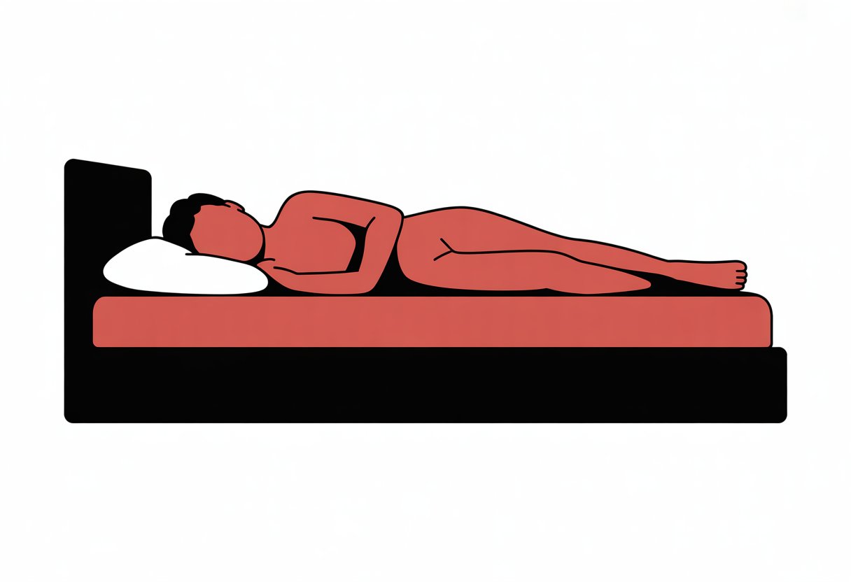 A person sleeping on their side on a firm mattress, showing proper body support and alignment.