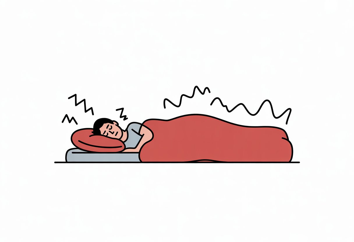 A person lying uncomfortably on a very soft mattress that sags, causing their body to curve awkwardly.