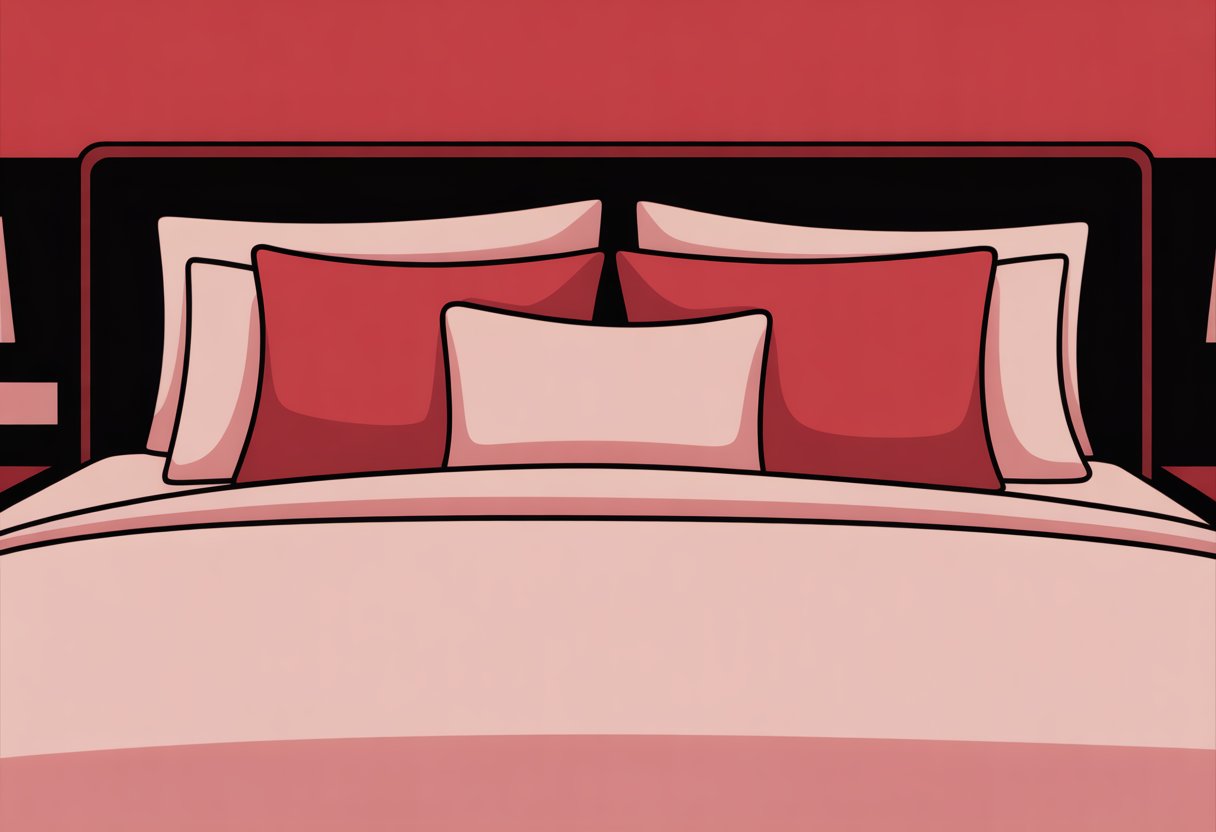 A hotel bed with several pillows arranged neatly, emphasizing comfort and restfulness.
