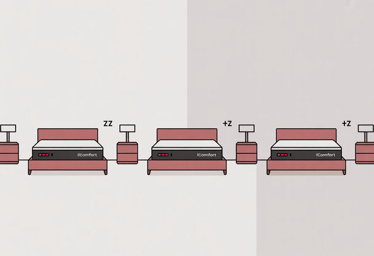 A comic panel showing three mattresses side by side representing new, mid-life, and worn-out stages in a simple bedroom setting.