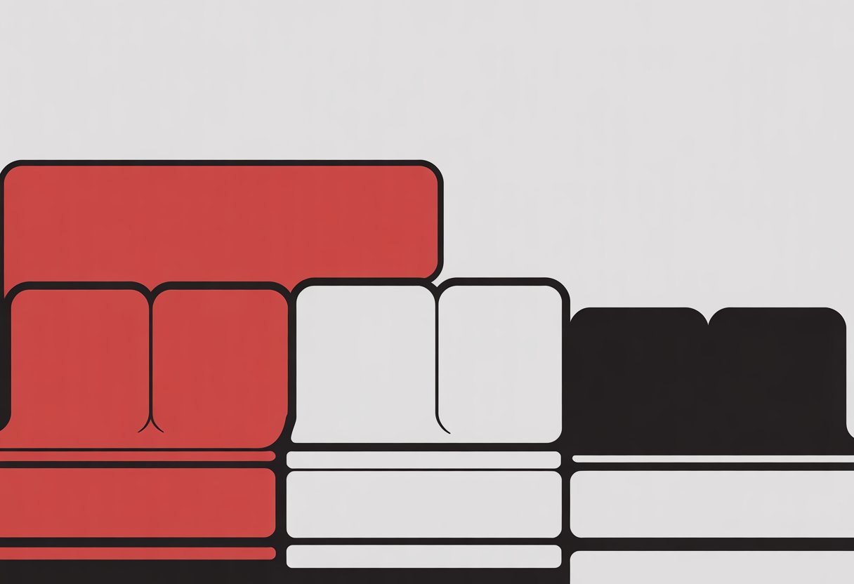 Three different full size mattresses shown side by side as simple rectangular shapes in red, black, and white.