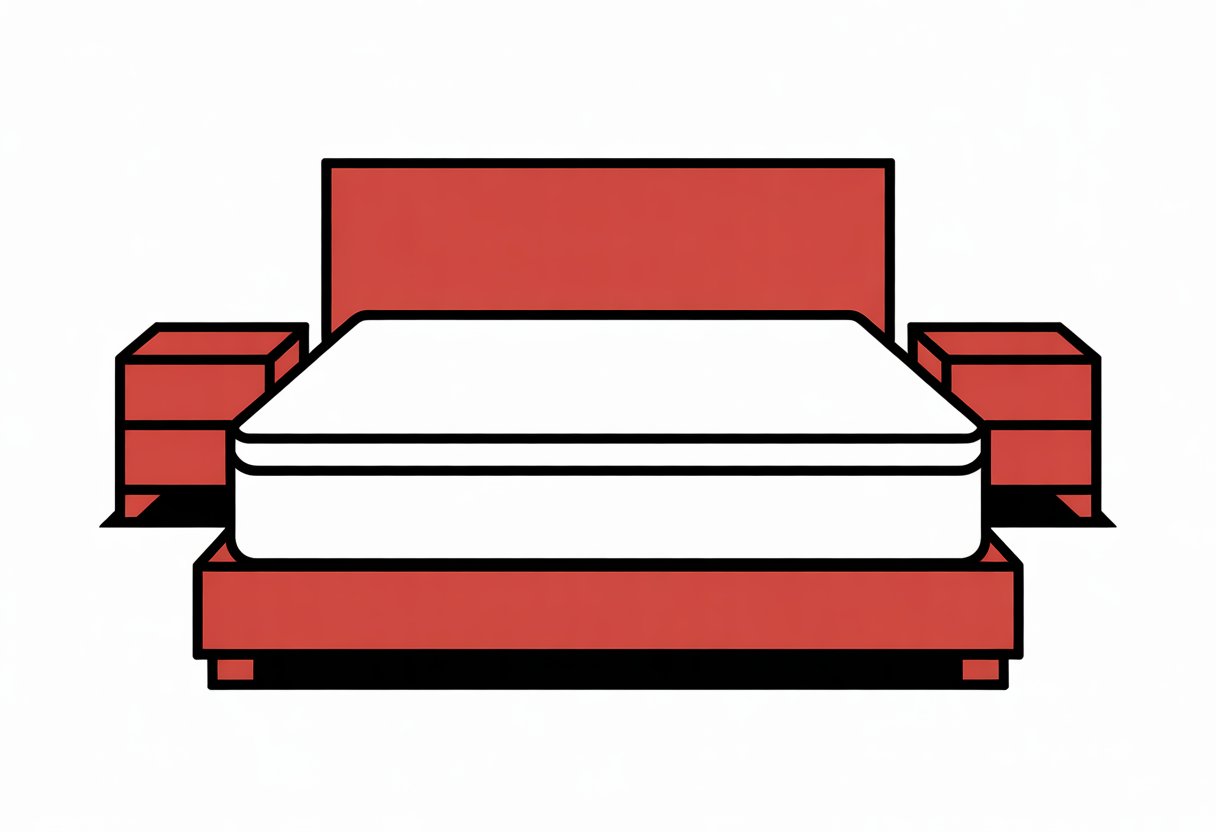 A simple illustration showing a full-size mattress on top of a box spring.