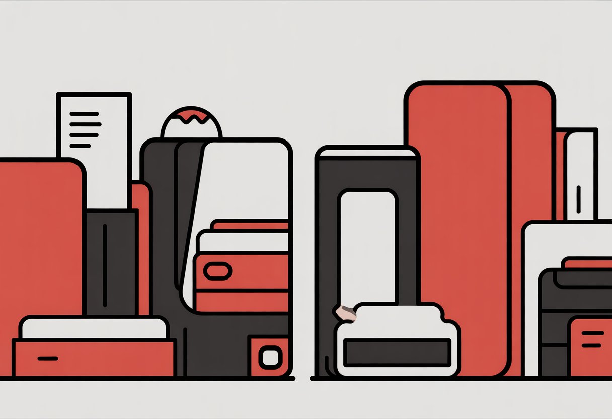 A comic panel showing several simplified mattresses and boxes arranged side by side, illustrating different mattress in a box options.