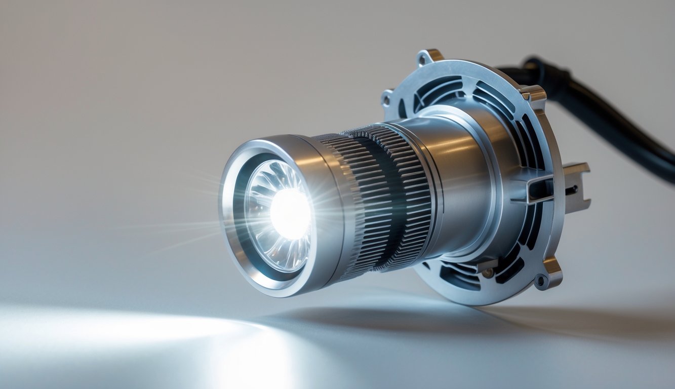 Lampu LED mobil universal tahun 2026 dengan cahaya putih terang pada latar belakang netral.