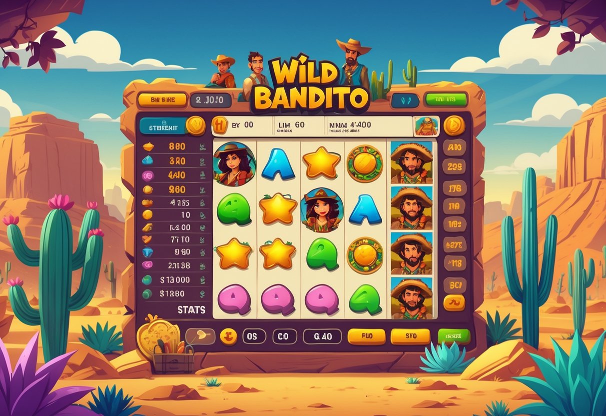 Ilustrasi profesional yang menunjukkan antarmuka permainan Wild Bandito dengan elemen bandit dan lanskap gurun yang membantu memahami informasi permainan secara jelas.