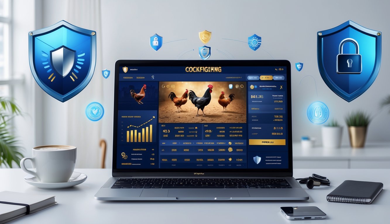 Seseorang menggunakan komputer dengan tampilan platform taruhan sabung ayam online yang aman dan terpercaya di ruang kerja modern.