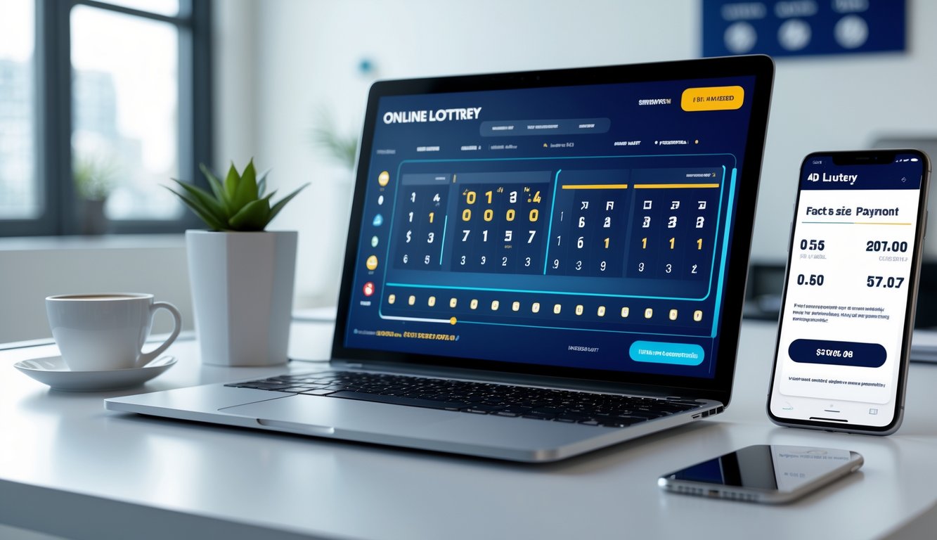 Seorang pengguna mengakses layanan togel online 4D di laptop dengan smartphone di samping yang menampilkan konfirmasi pembayaran cepat dan aman.