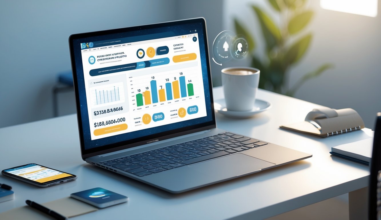 Seorang pengguna bekerja dengan laptop di meja bersih yang menampilkan situs togel online terpercaya dengan elemen teknologi dan suasana profesional.