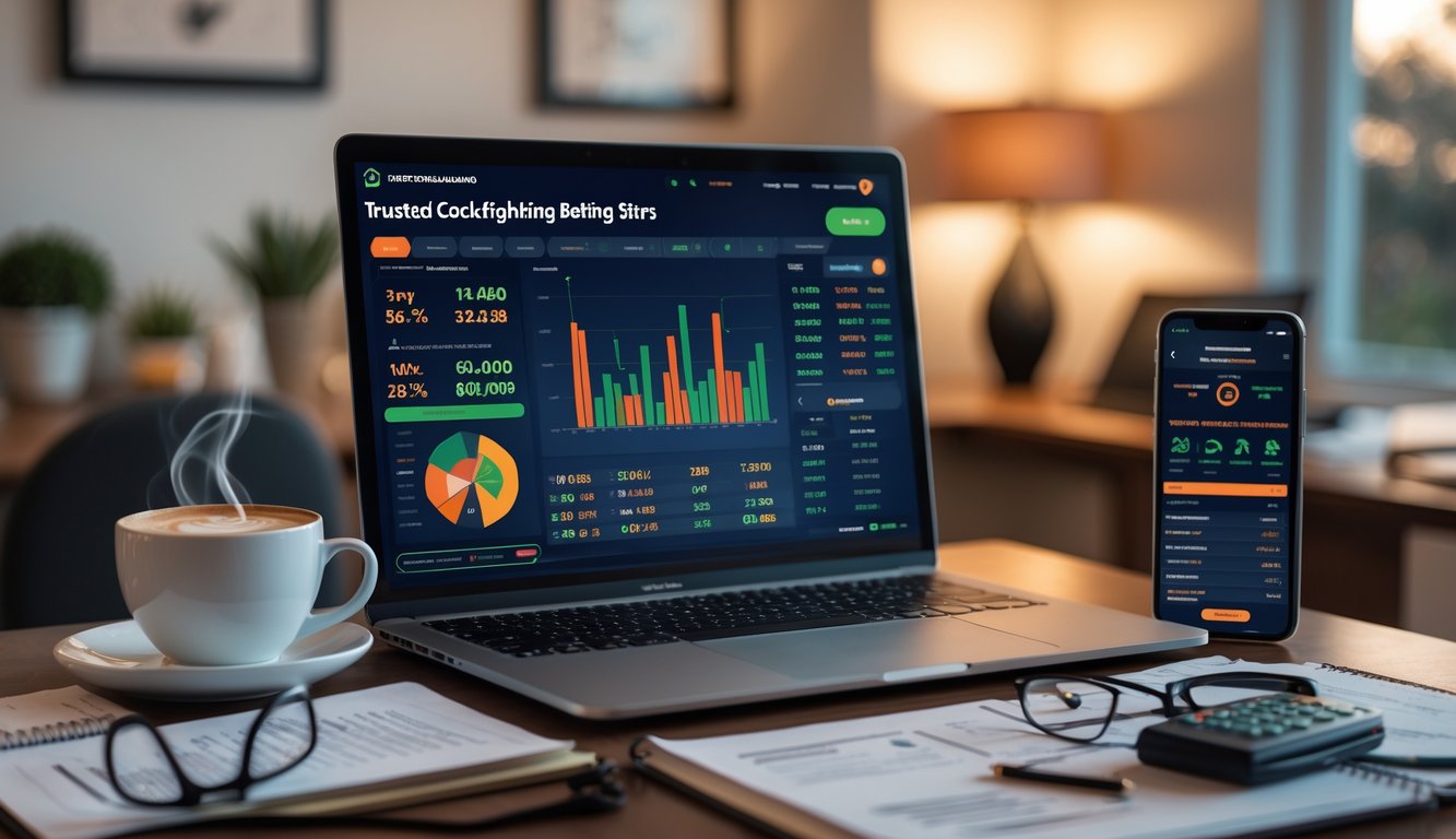 Sebuah ruang kerja modern dengan laptop, ponsel, catatan strategi, dan kopi di atas meja, menunjukkan suasana fokus dan analisis.