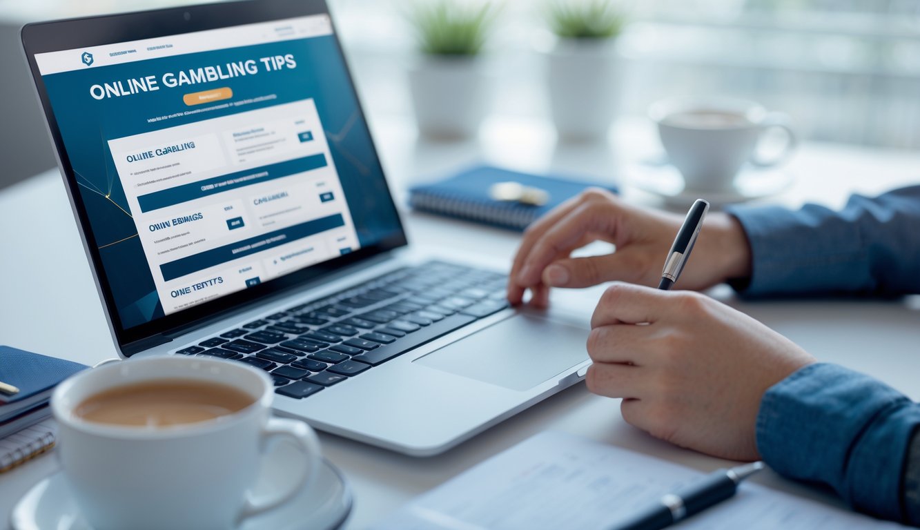 Meja kerja dengan laptop, tangan seseorang sedang mengetik dan alat tulis di sekitar, suasana fokus dan profesional.