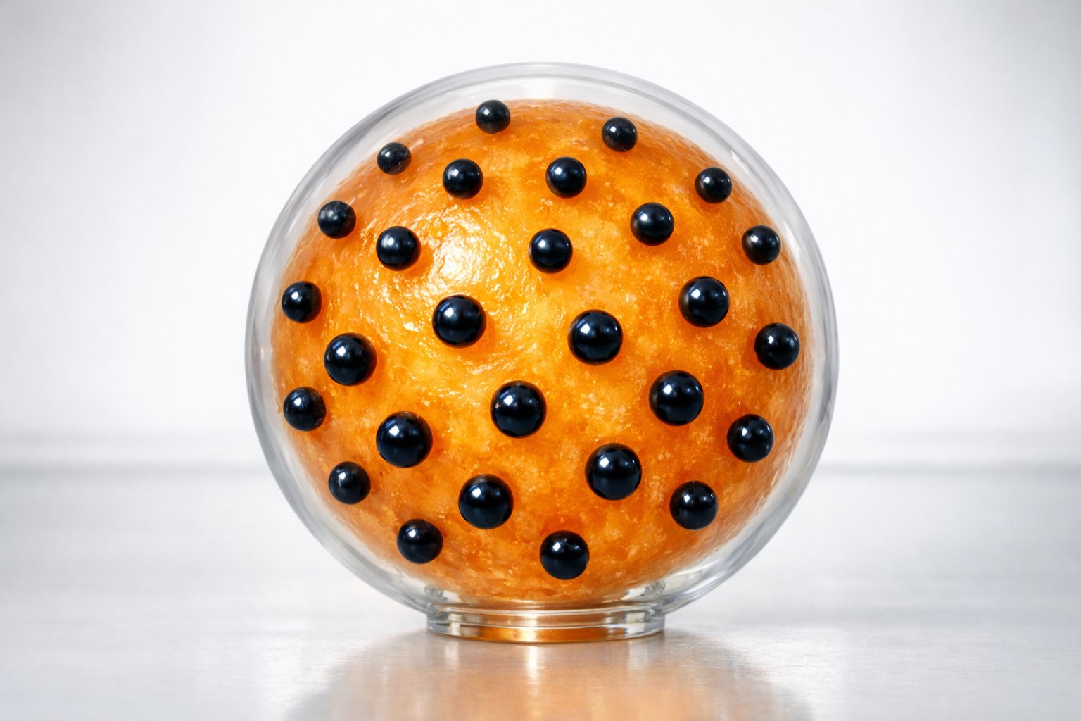 Model atoma Thomsonov prikazan kao velika kugla s manjim kuglicama unutar nje koje predstavljaju elektrone.