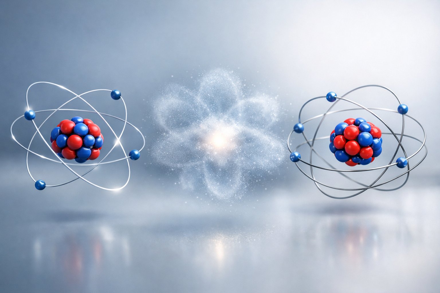 Prikaz različitih modela atoma s orbitama i nukleusima u znanstvenom okruženju.