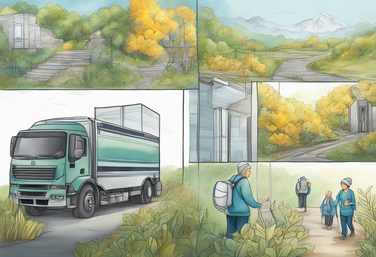 A digital illustration and cartoon characters of being outside