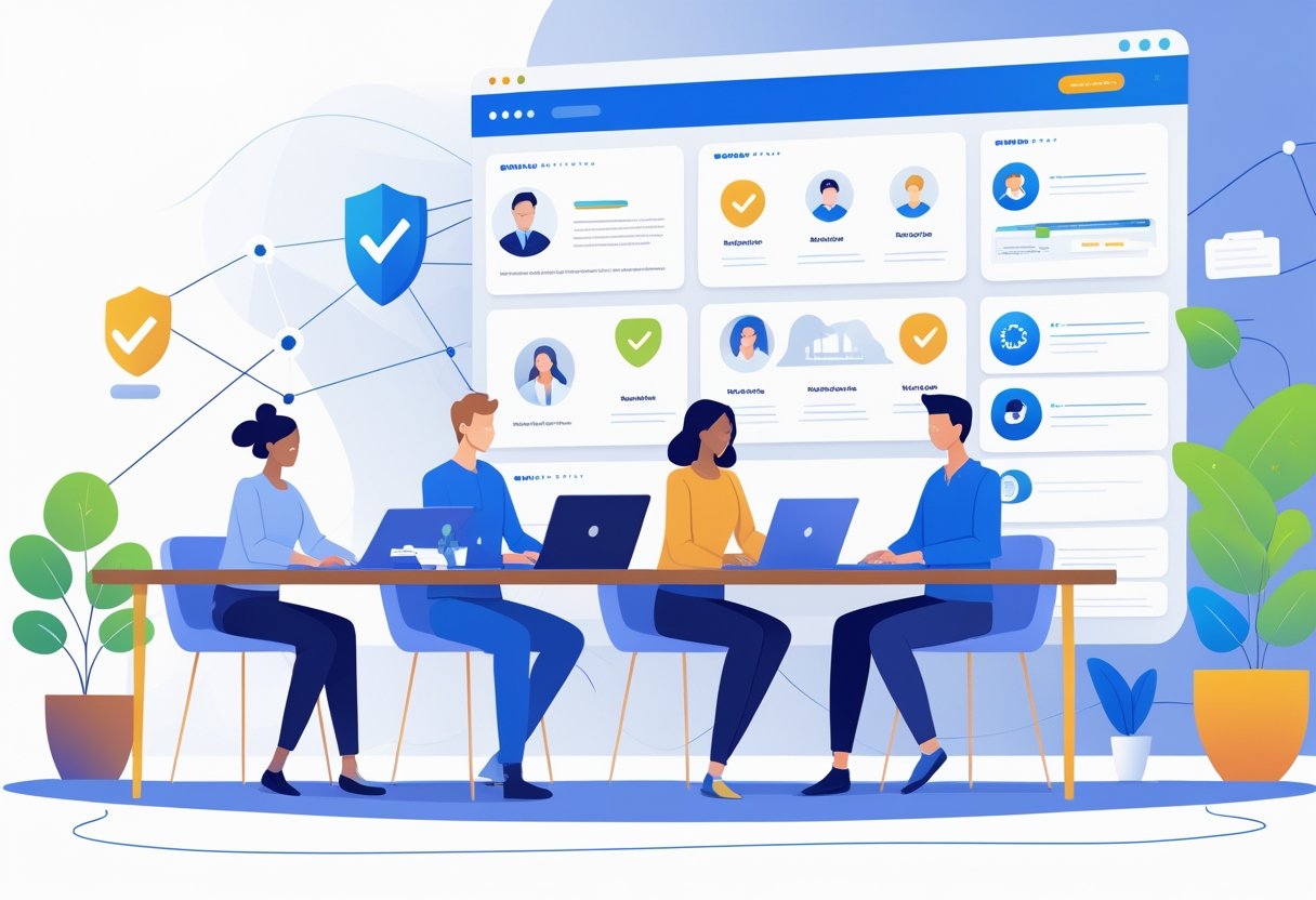 What Makes a Remote Job Board Trustworthy? 9 Signs to Look For: A Practical Vetting Guide A group of diverse remote workers collaborating online with digital icons representing trust and security in job listings.