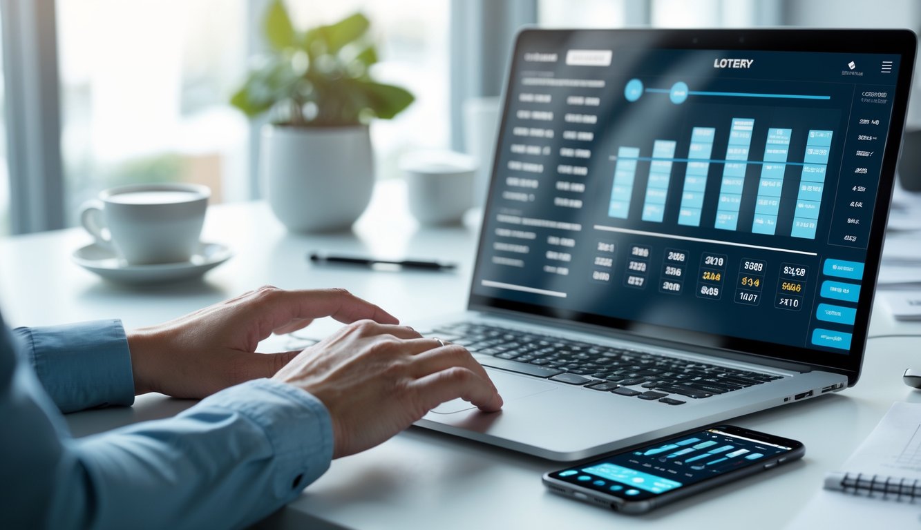 Seorang pengguna sedang menggunakan laptop dan ponsel di meja kerja untuk mengikuti sistem togel online dengan hasil yang akurat.