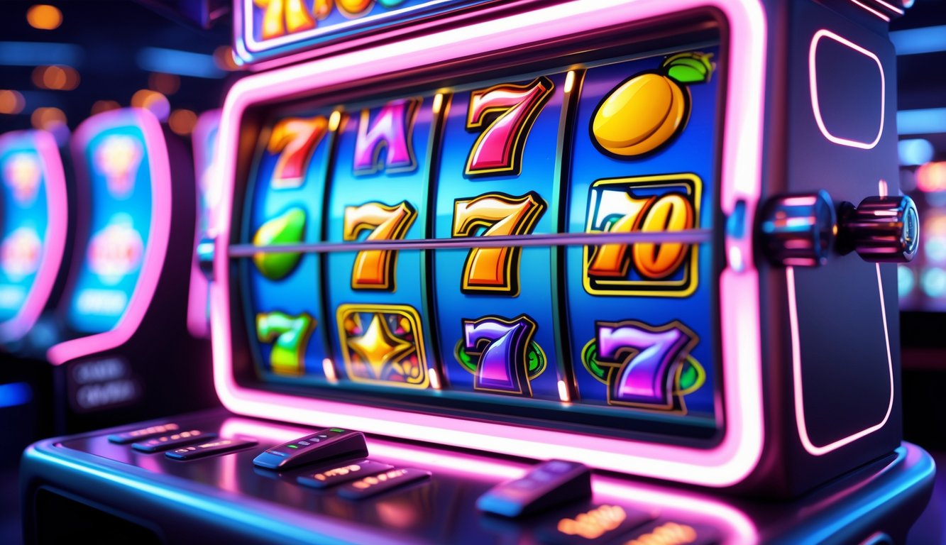 Mesin slot 3D online dengan animasi warna-warni dan suasana kasino digital yang terang dan dinamis.