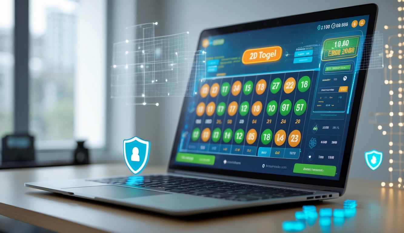 Seorang pengguna duduk di depan komputer dengan layar menampilkan antarmuka taruhan togel online yang terpercaya dan lengkap.