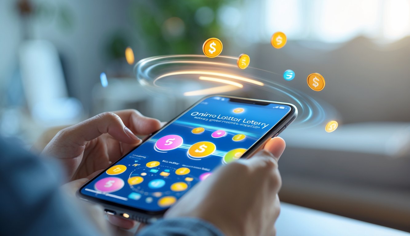 Seseorang menggunakan ponsel pintar untuk bermain judi togel 2D online dengan latar belakang suasana rumah atau kantor yang nyaman.