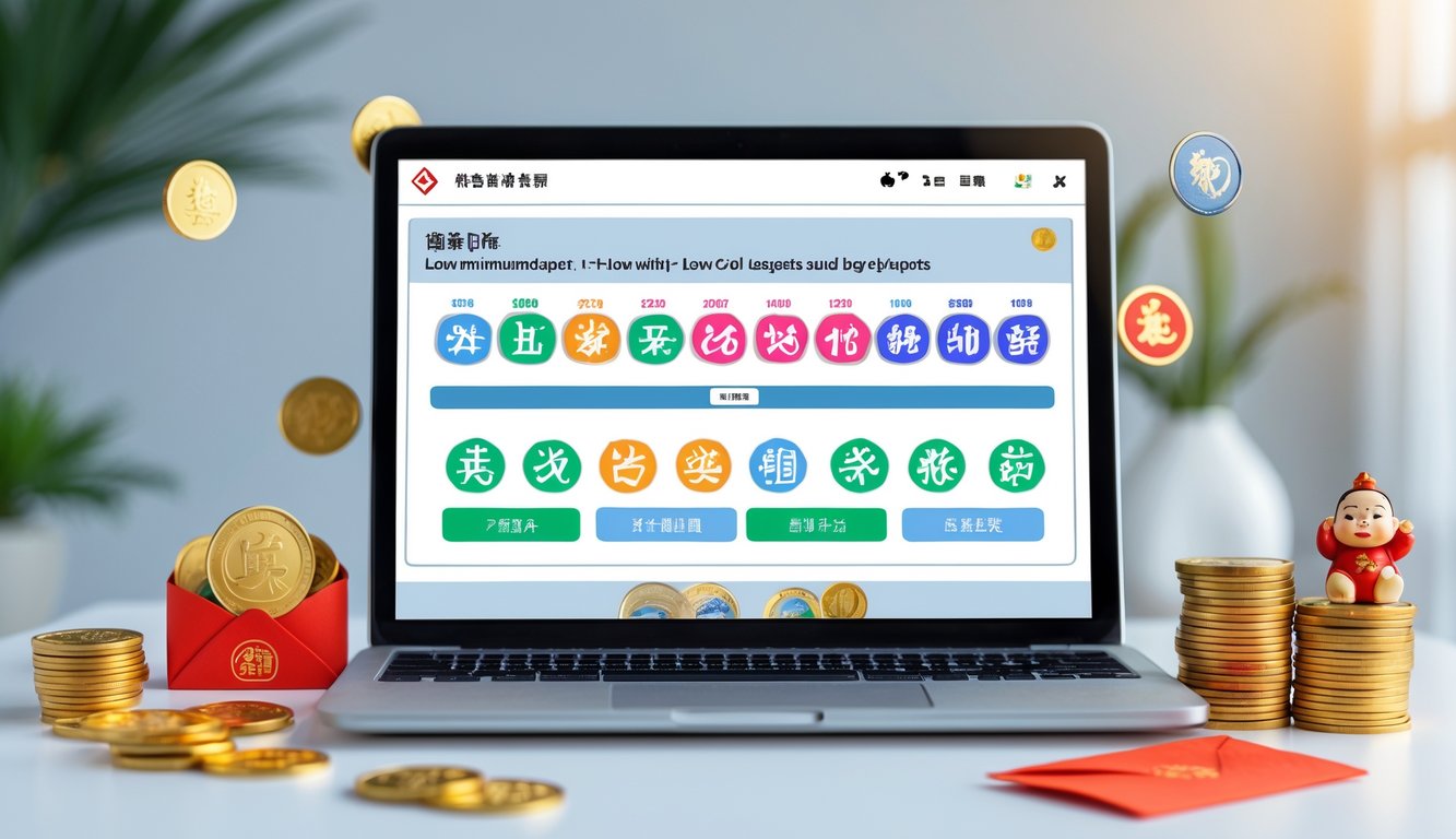 Seorang pengguna duduk di depan laptop dengan tampilan simbol shio dan koin emas di meja, menggambarkan agen togel online dengan deposit rendah dan jackpot besar.