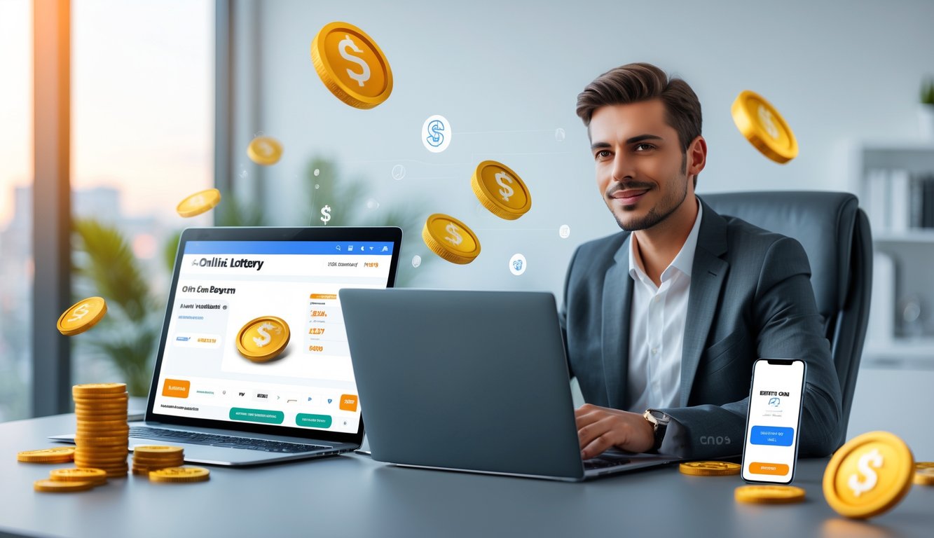 Seorang pria muda duduk di meja dengan laptop, menunjukkan konsep agen togel online dengan suasana kantor yang terang dan modern.