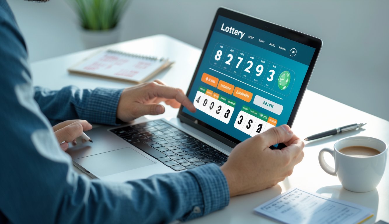 Seseorang sedang menggunakan laptop atau ponsel untuk memasang taruhan togel online dengan suasana tenang dan fokus.