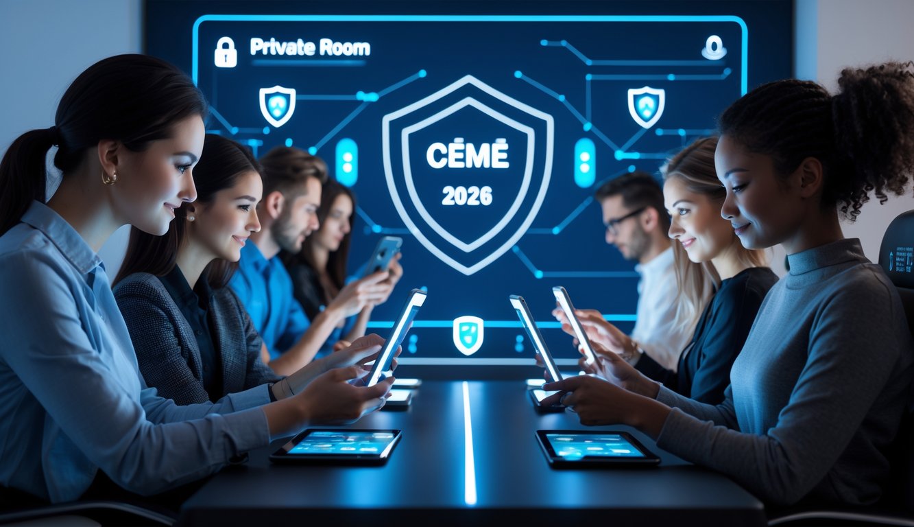 Sekelompok orang bermain game Ceme di ruangan yang nyaman dengan perangkat digital, menunjukkan suasana aman dan terpercaya.