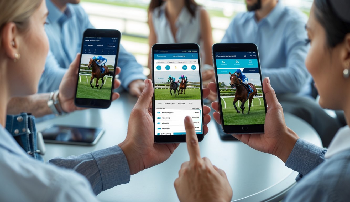 Beberapa orang menggunakan perangkat seluler untuk mengakses platform taruhan balap kuda secara online.
