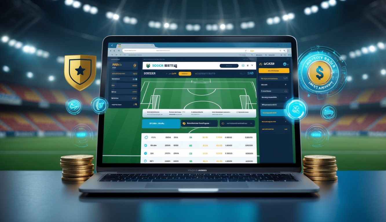 Seorang pengguna melihat situs taruhan sepak bola online dengan tampilan odds dan statistik pada layar perangkat digital.