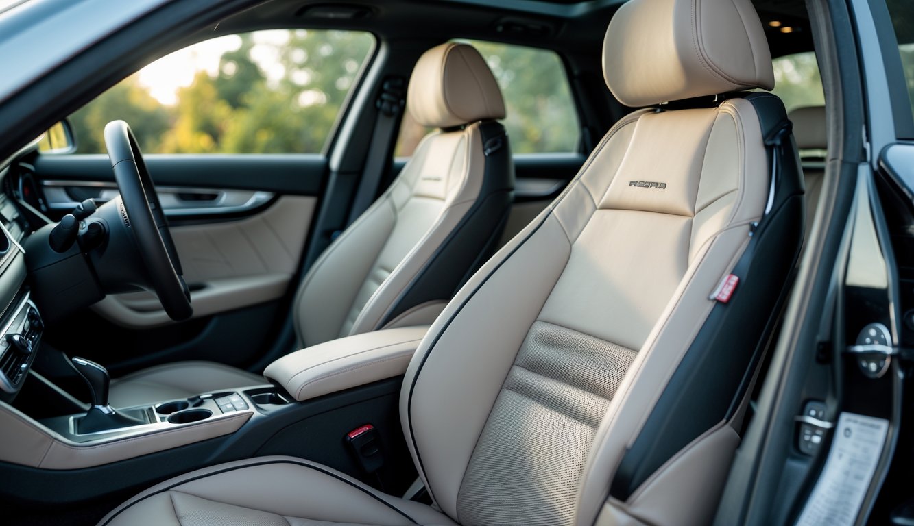 Interior mobil dengan fokus pada cover jok mobil yang rapi dan modern.