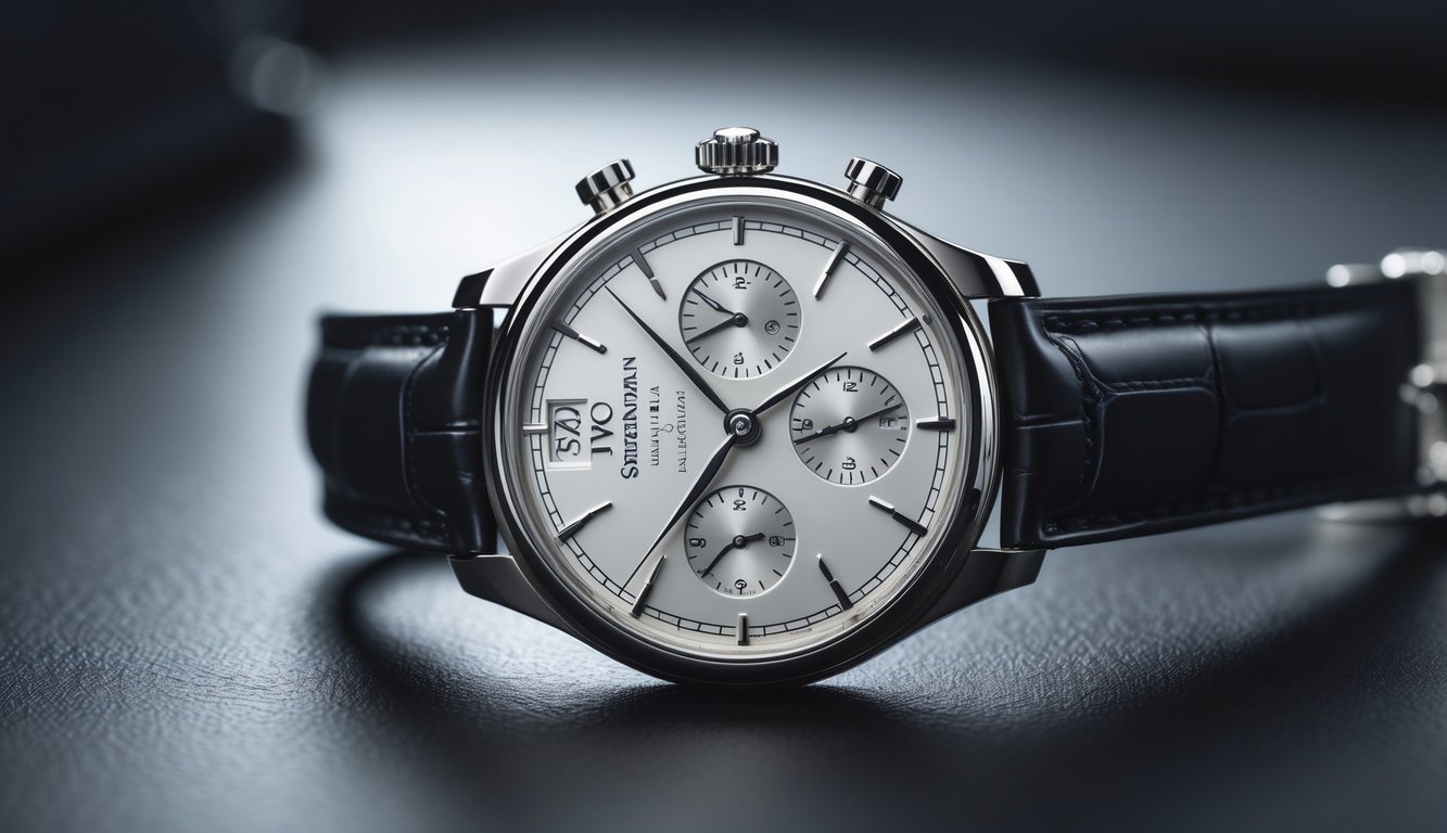 Foto close-up jam tangan mewah yang menampilkan dial dan case dengan detail halus dan pencahayaan lembut.