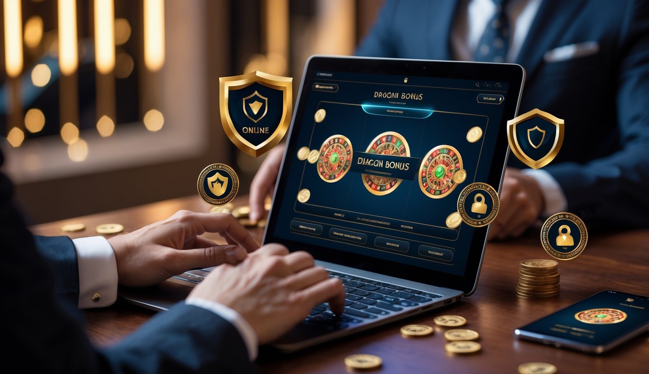 Seorang pemain menggunakan perangkat digital untuk bermain baccarat online dengan tampilan permainan yang jelas dan elemen yang menunjukkan keamanan dan keuntungan.