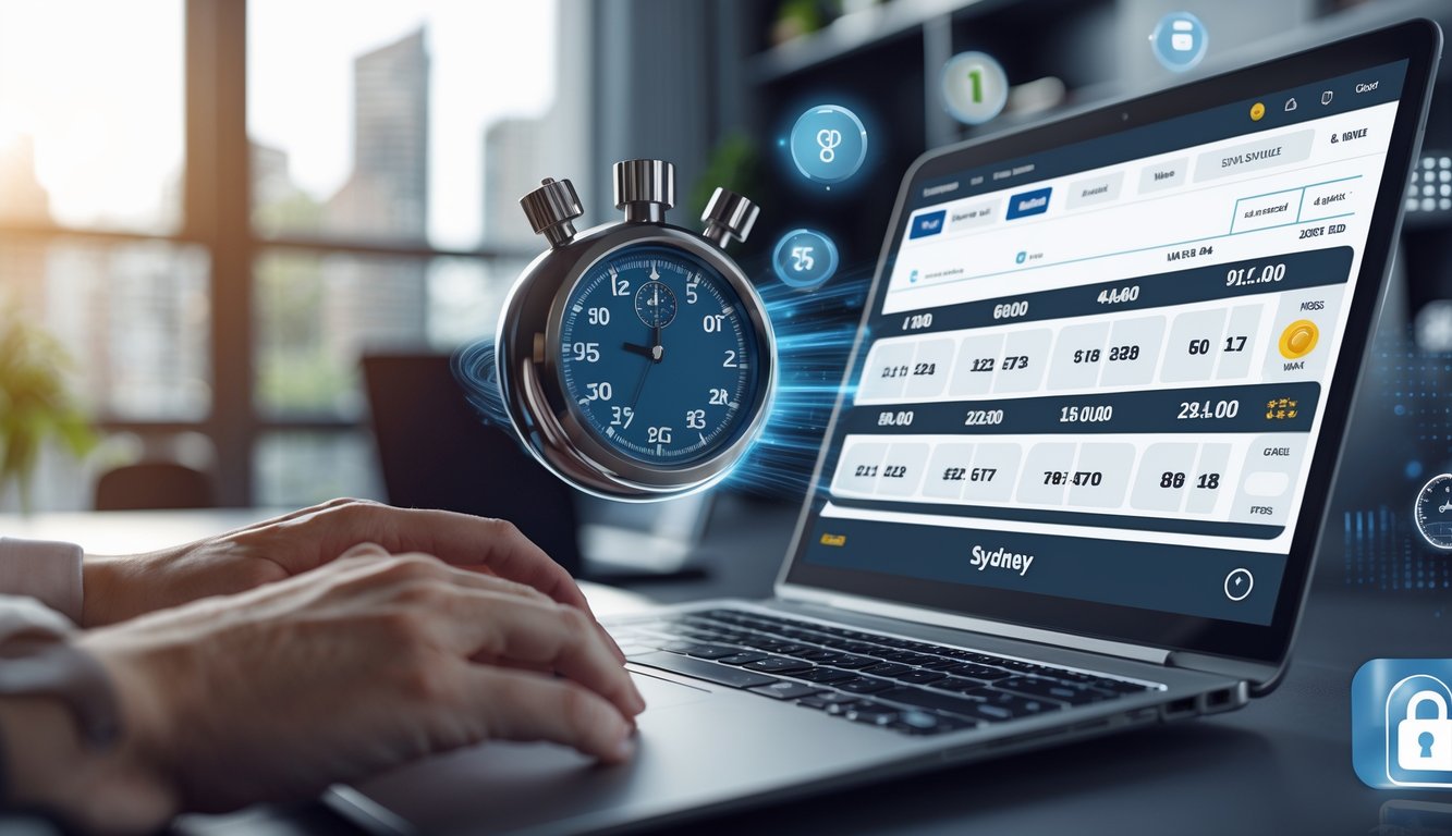 Seseorang menggunakan laptop atau ponsel untuk bermain togel online di lingkungan rumah atau kantor yang rapi dan terang.