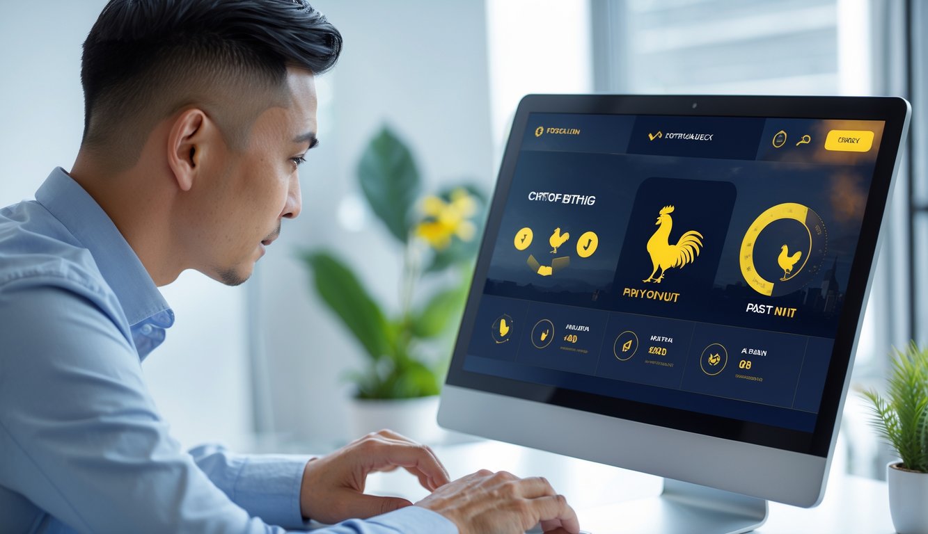 Orang dewasa menggunakan perangkat digital dengan tampilan antarmuka platform taruhan sabung ayam yang mudah digunakan dan cepat dalam pembayaran.