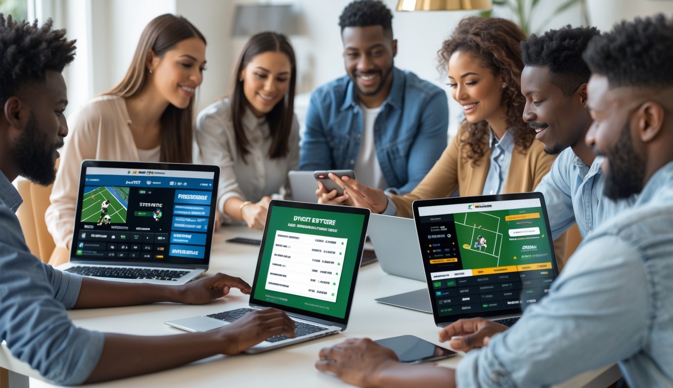 Beberapa orang menggunakan perangkat digital untuk bertaruh pada berbagai jenis olahraga populer dalam suasana yang nyaman dan profesional.