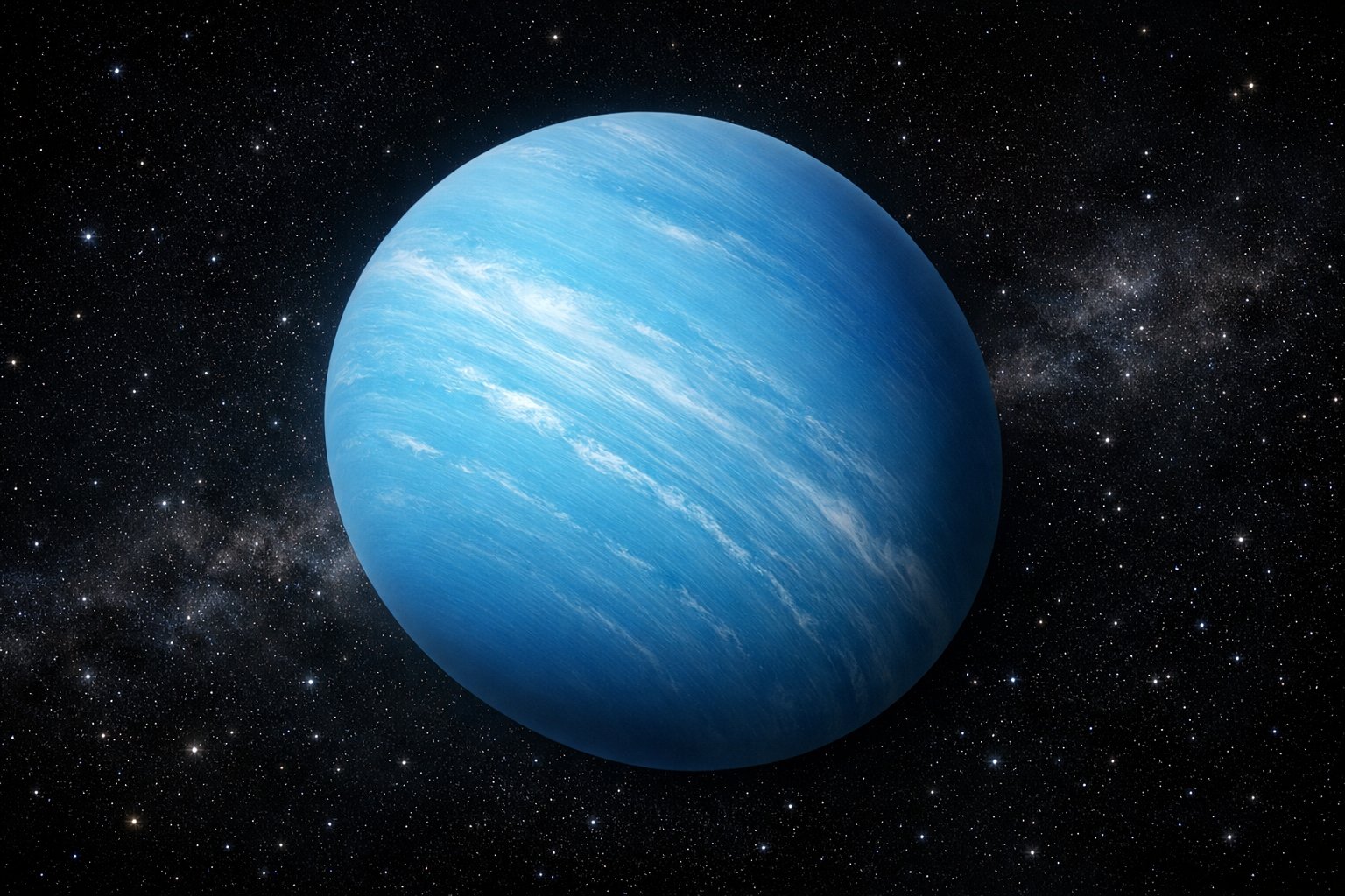 Plavi planet Uran koji se okreće na bok u svemiru s pozadinom zvijezda.