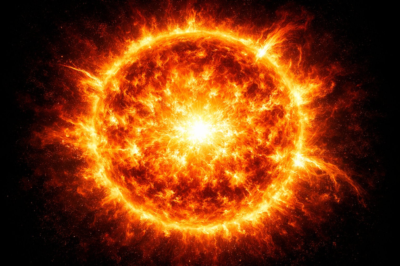 Prikaz središta Sunca s intenzivnom vatrom i plazmom koja se vrti u žuto-narančastim i crvenim nijansama.