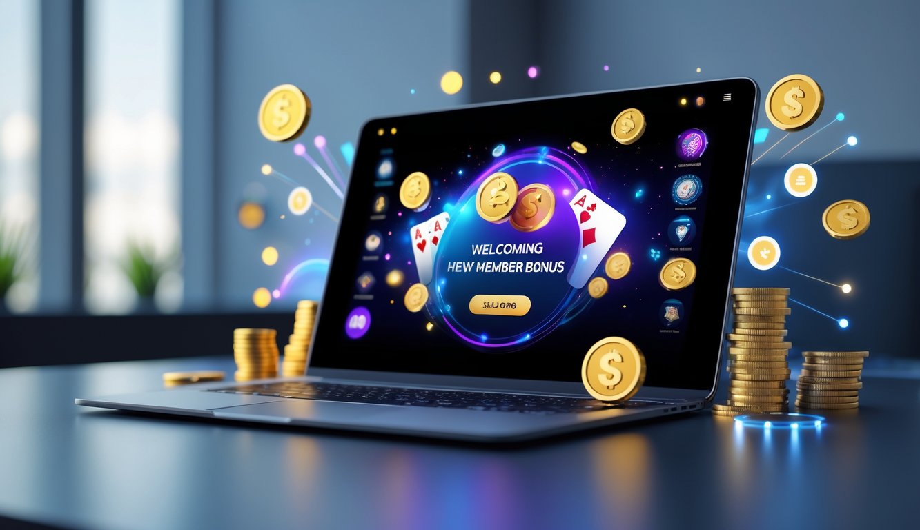 Seorang pengguna sedang melihat layar perangkat digital yang menampilkan permainan kartu online dengan suasana yang menyenangkan dan mudah digunakan.