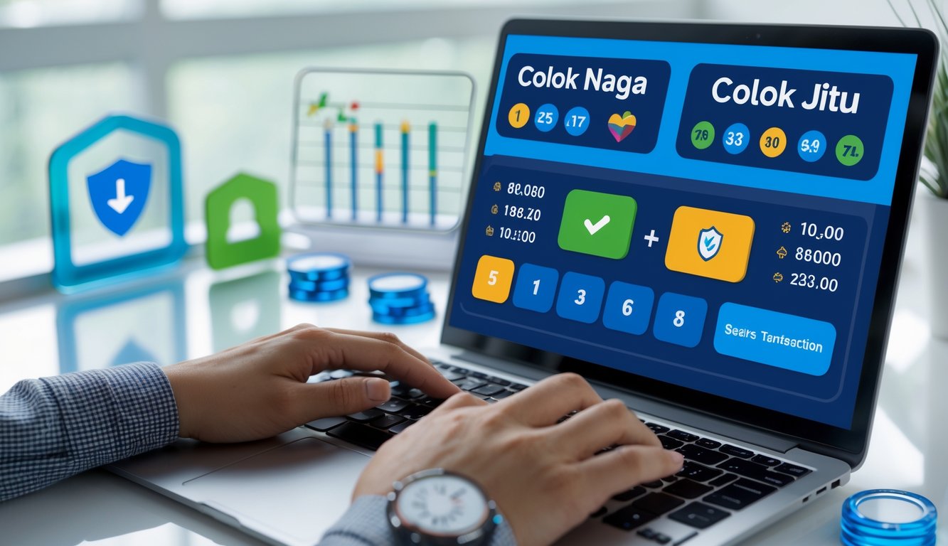 Seseorang menggunakan laptop di meja kerja dengan tampilan antarmuka taruhan online yang aman dan transparan.