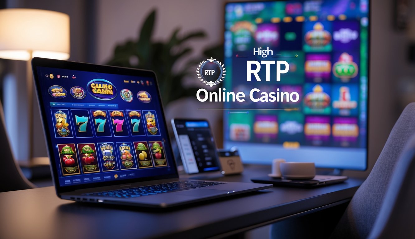 Seorang pengguna sedang bermain di laptop dengan tampilan permainan kasino online yang resmi dan terpercaya di ruang kerja yang nyaman.