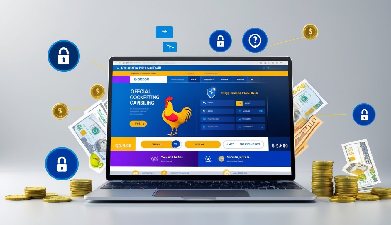 Seseorang menggunakan komputer dengan tampilan situs taruhan sabung ayam online yang aman dan cepat.