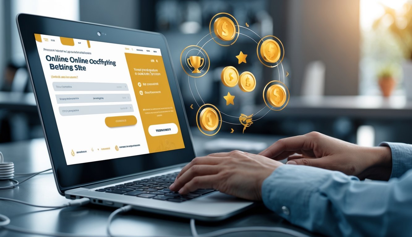 Seseorang sedang menggunakan laptop untuk mendaftar di situs sabung ayam online dengan tampilan layar pendaftaran yang jelas.