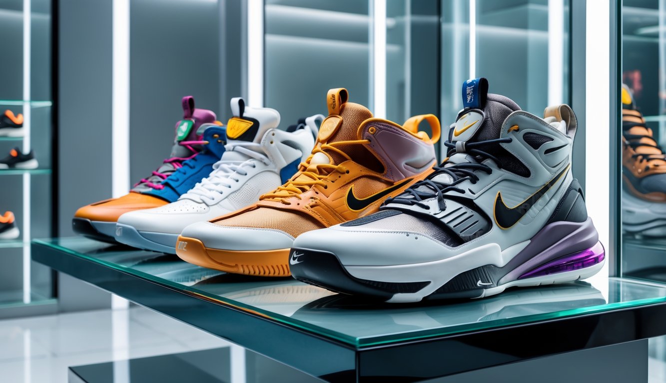 Deretan sepatu Nike termahal tahun 2026 dipajang di rak kaca dalam toko modern.