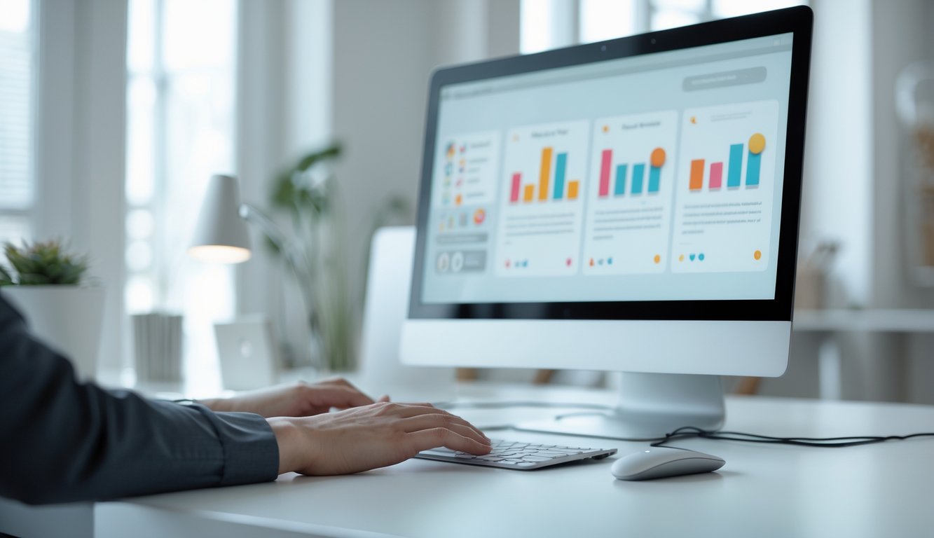 Seseorang sedang menggunakan komputer di meja kerja yang rapi dengan layar menampilkan antarmuka situs togel online.