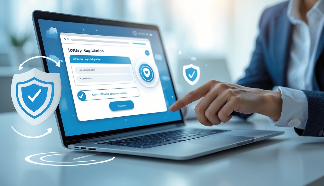 Seseorang menggunakan laptop di meja kerja dengan tampilan situs pendaftaran togel online yang terpercaya.