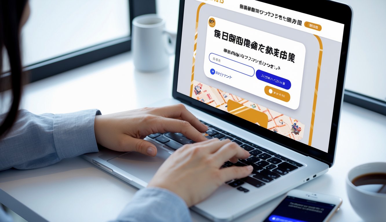 Seseorang menggunakan laptop di meja kerja modern untuk mendaftar togel Jepang secara online dengan cepat dan mudah.