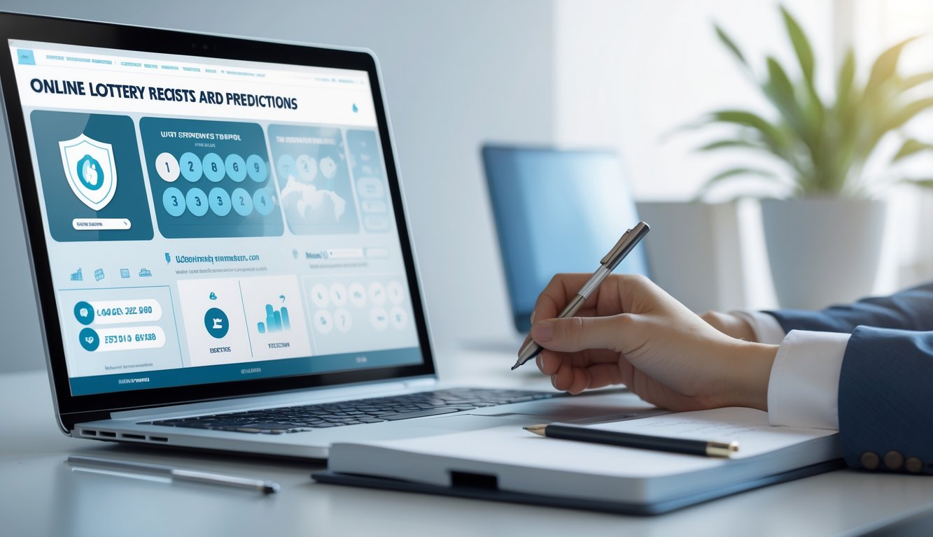 Seorang profesional sedang bekerja dengan laptop yang menampilkan data togel online dan grafik di meja kerja yang rapi.