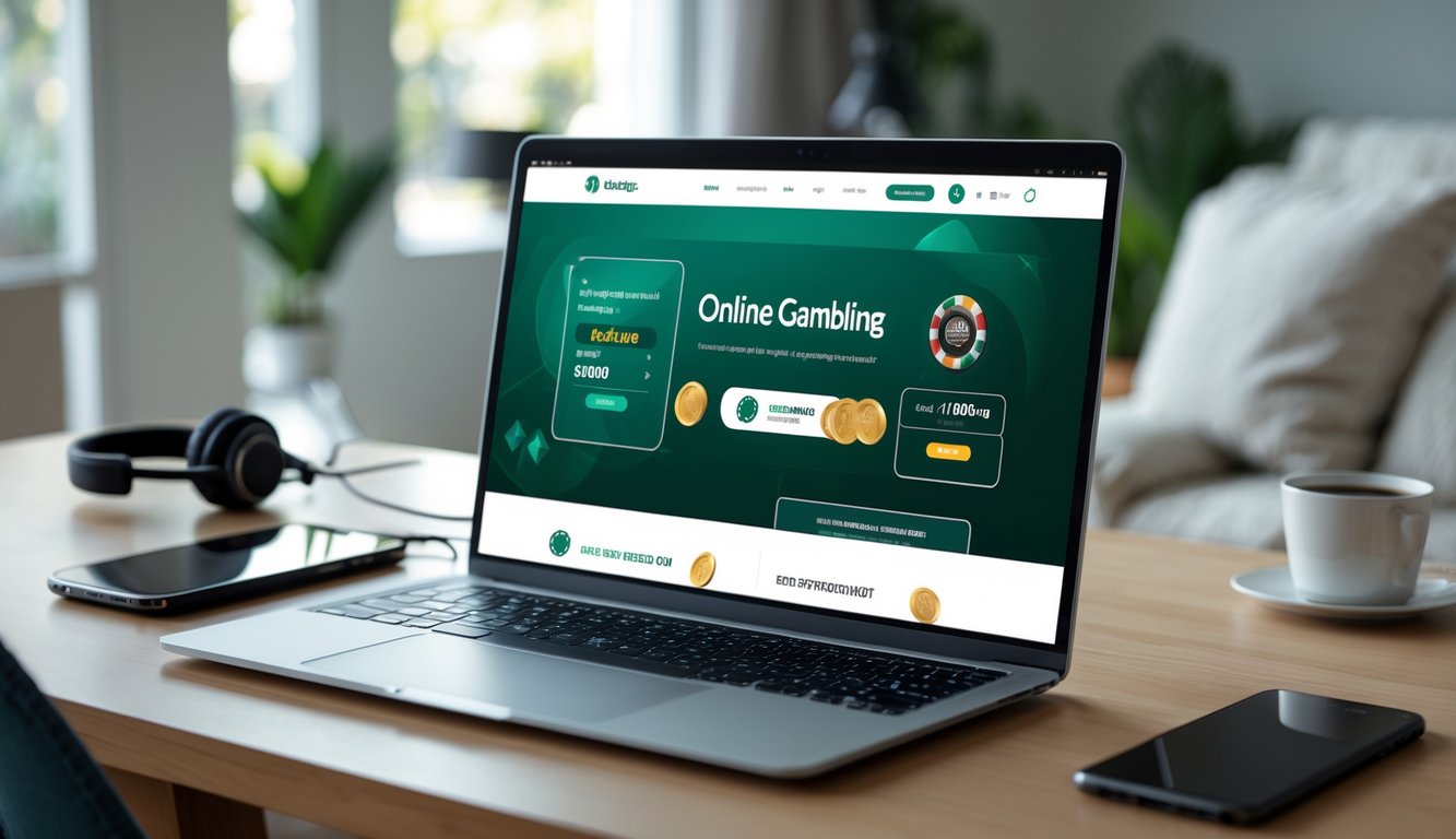 Seseorang menggunakan komputer di ruang kerja yang nyaman dengan tampilan situs judi online resmi di layar.