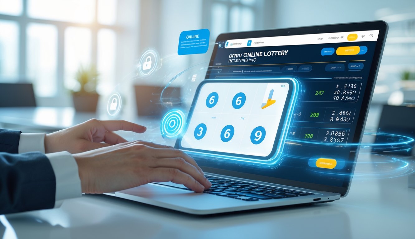 Seseorang menggunakan perangkat digital untuk mengakses layanan togel online resmi dengan suasana kantor yang terang dan modern.