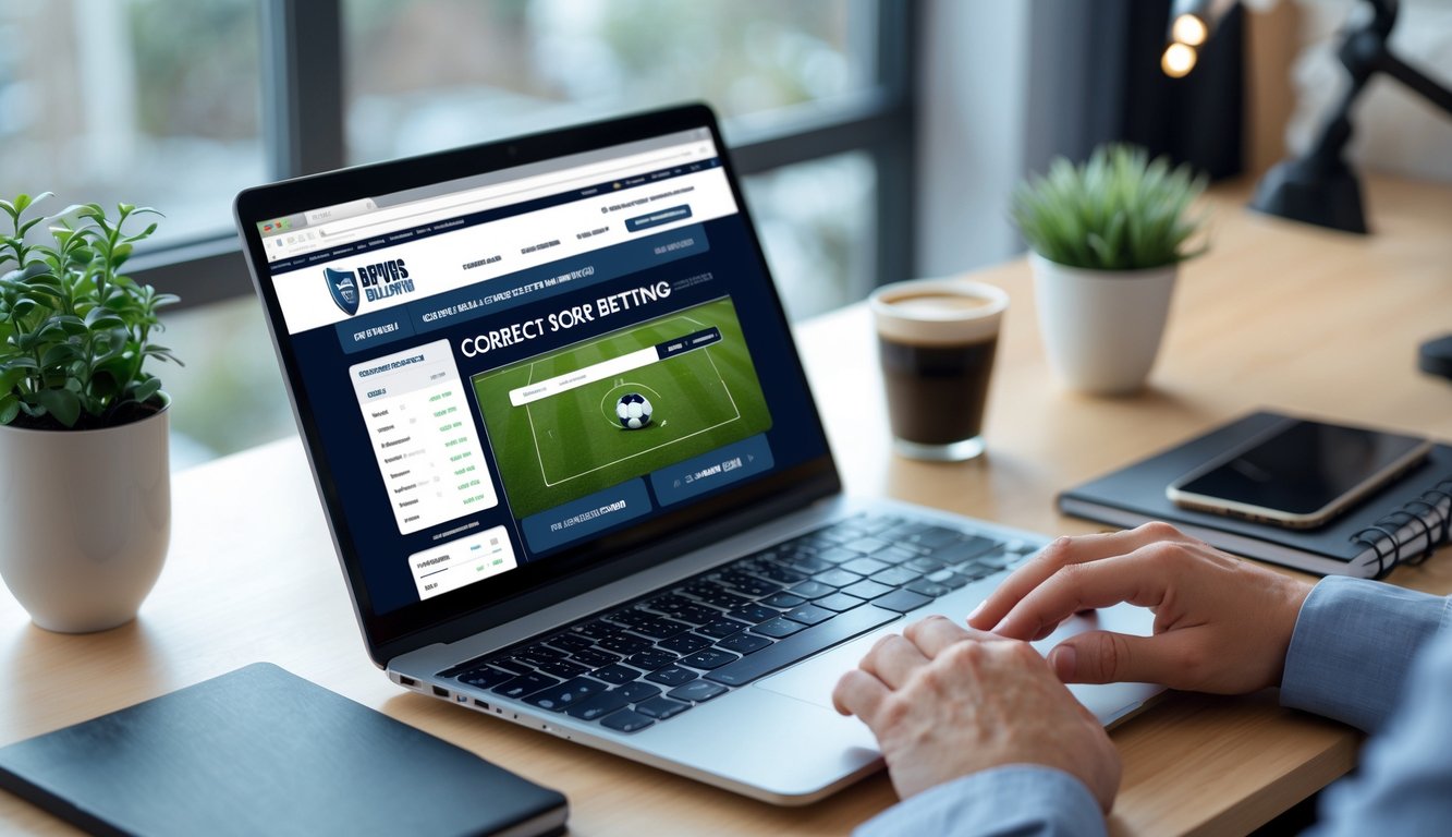 Seseorang sedang menggunakan laptop di meja kerja dengan ponsel dan buku catatan di sampingnya.